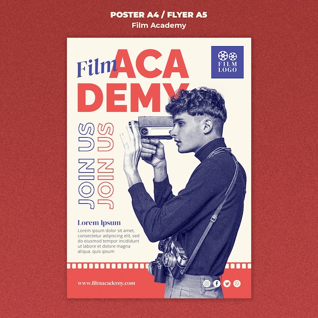 PSD plantilla de póster de academia de cine