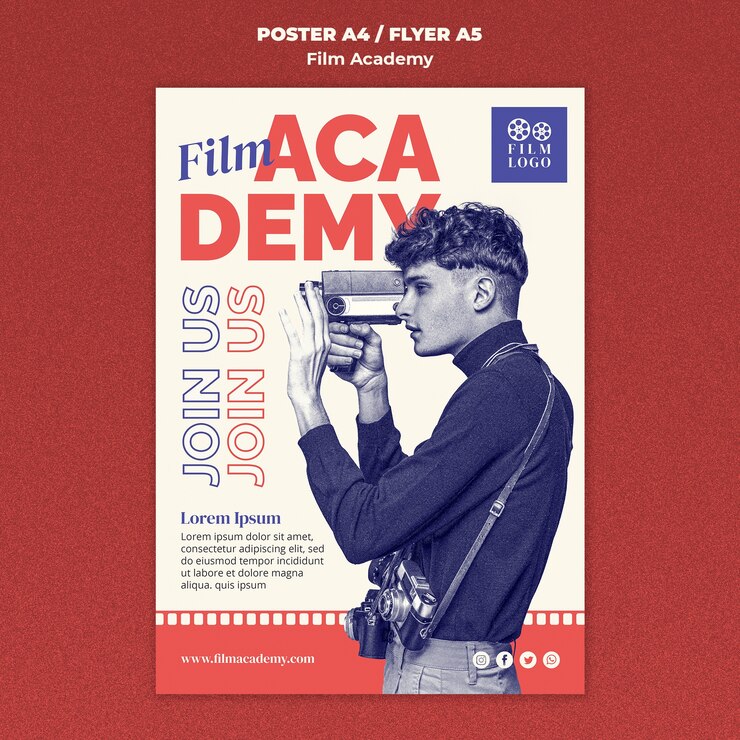 Plantilla de póster de academia de cine