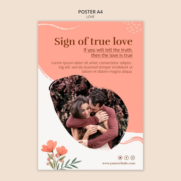 PSD plantilla de póster de amor