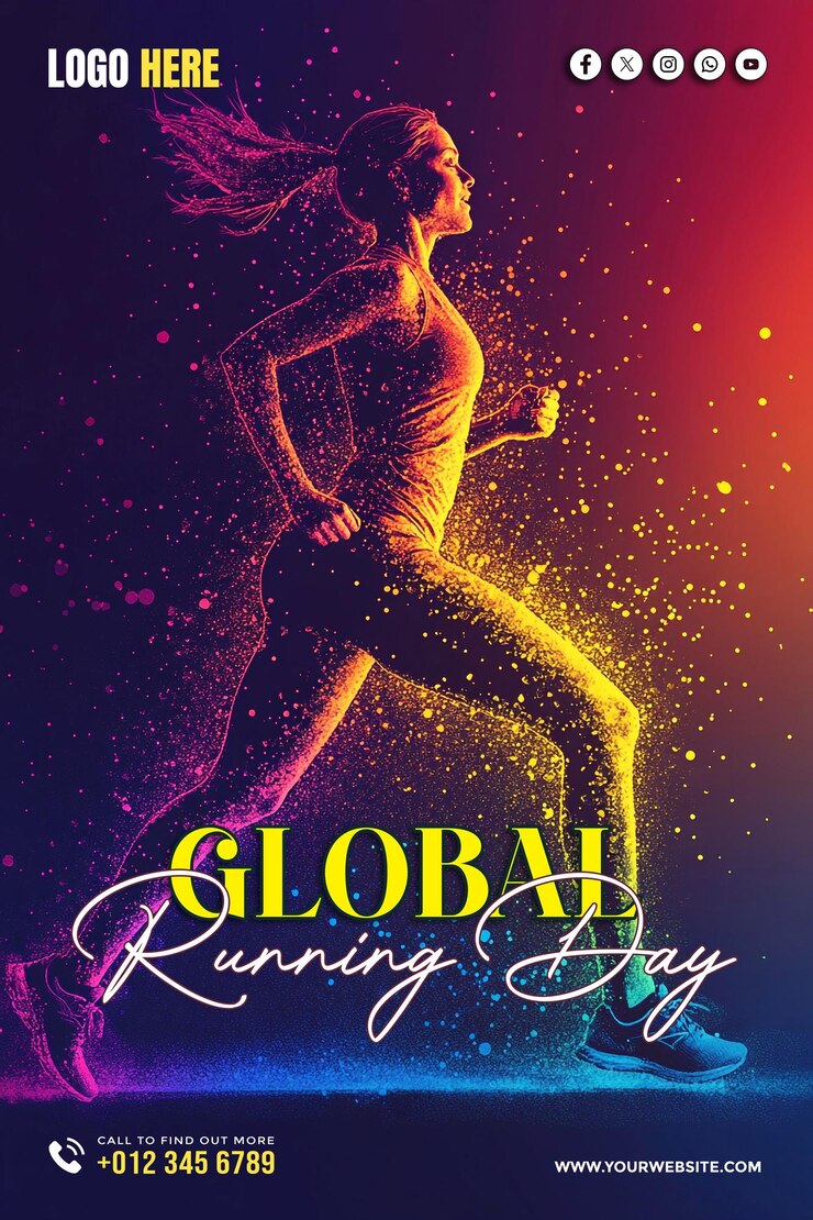 PSD plantilla de póster de banner de las redes sociales del día global de la correría
