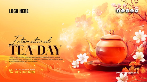 plantilla de póster de banner de las redes sociales del Día Internacional del Té