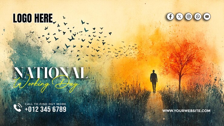 PSD plantilla de póster de banner de las redes sociales del día nacional de la caminata