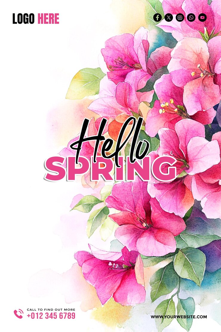 plantilla de póster de banner de las redes sociales de primavera
