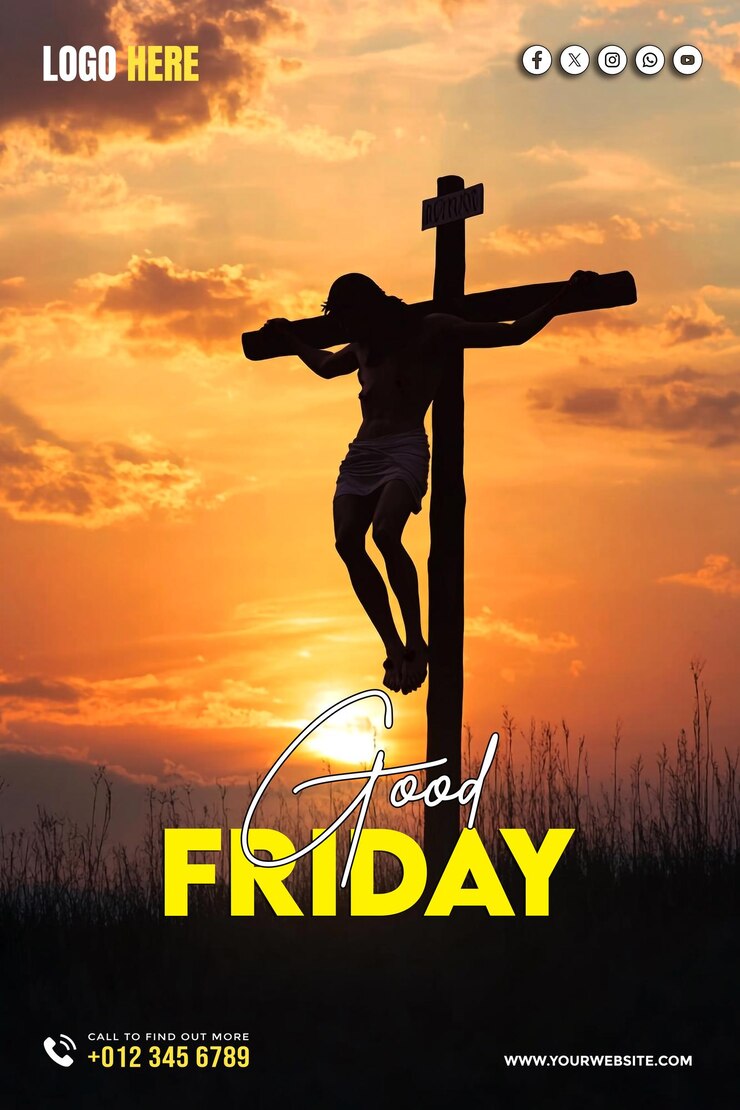 plantilla de póster de banner de las redes sociales del Viernes Santo