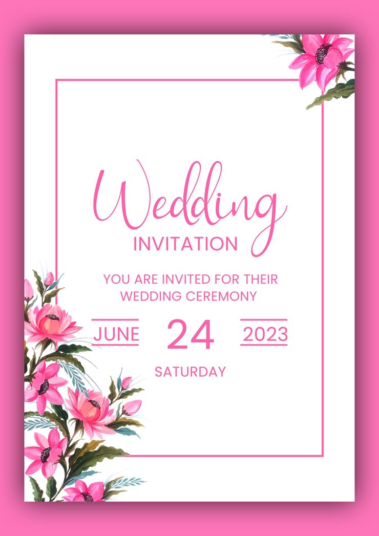 PSD plantilla de póster de boda minimalista con flores