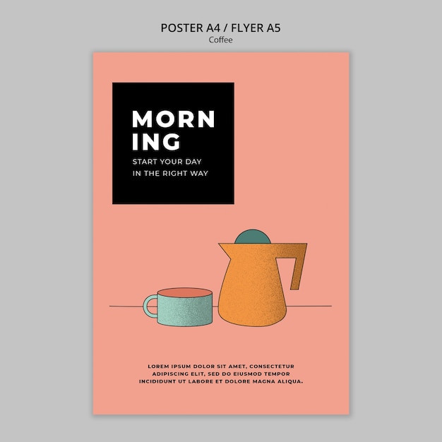 Plantilla de póster de café dibujado a mano