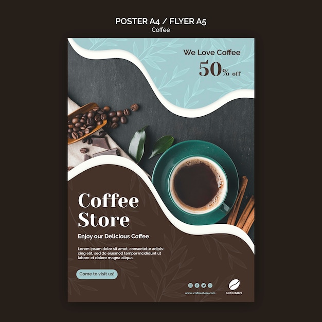 PSD plantilla de póster de cafetería