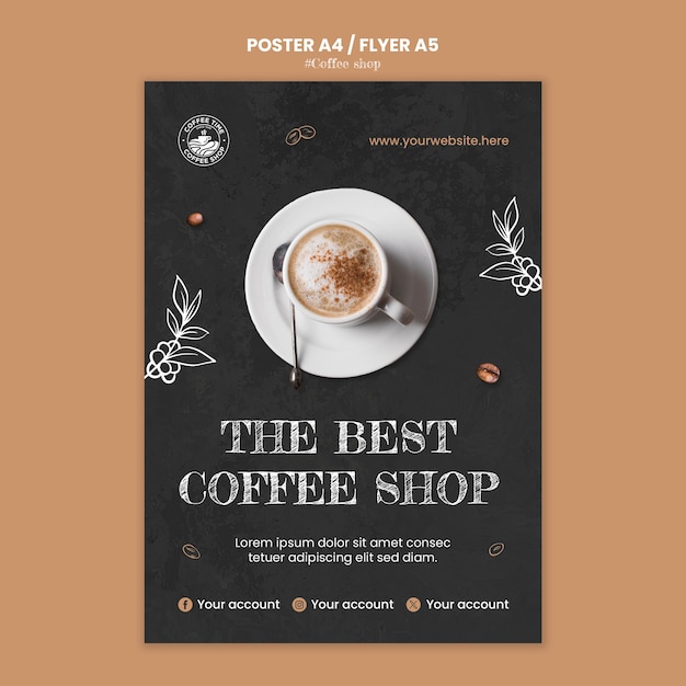 Plantilla de póster de cafetería