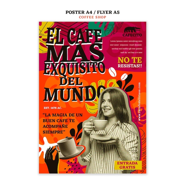 PSD plantilla de póster de cafetería