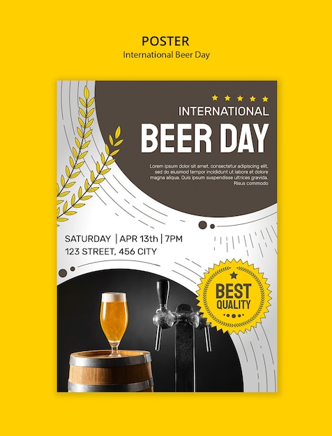 plantilla de póster para la celebración del día de la cerveza