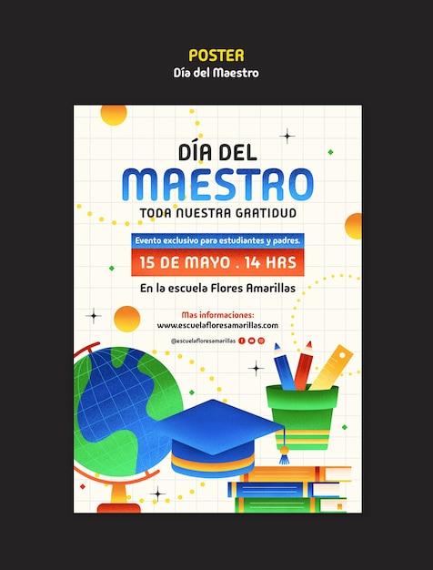 PSD plantilla de póster de la celebración del día del maestro