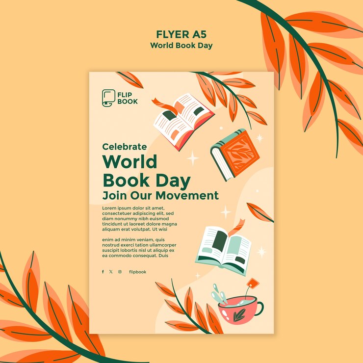 PSD plantilla de póster de celebración del día mundial del libro