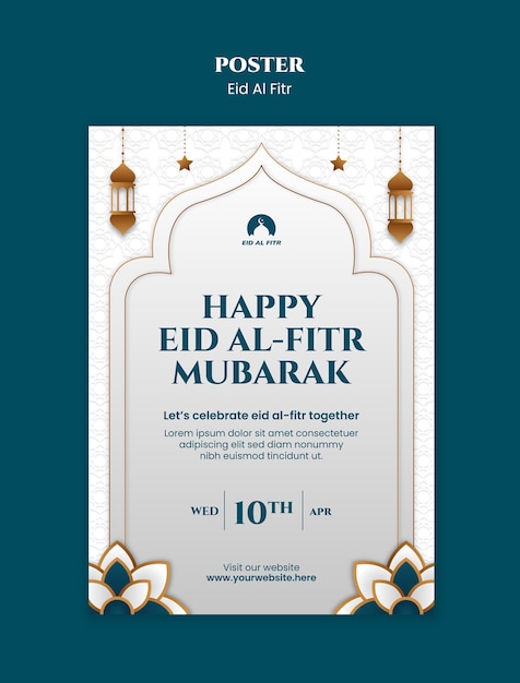 PSD plantilla de póster para la celebración del eid al fitr