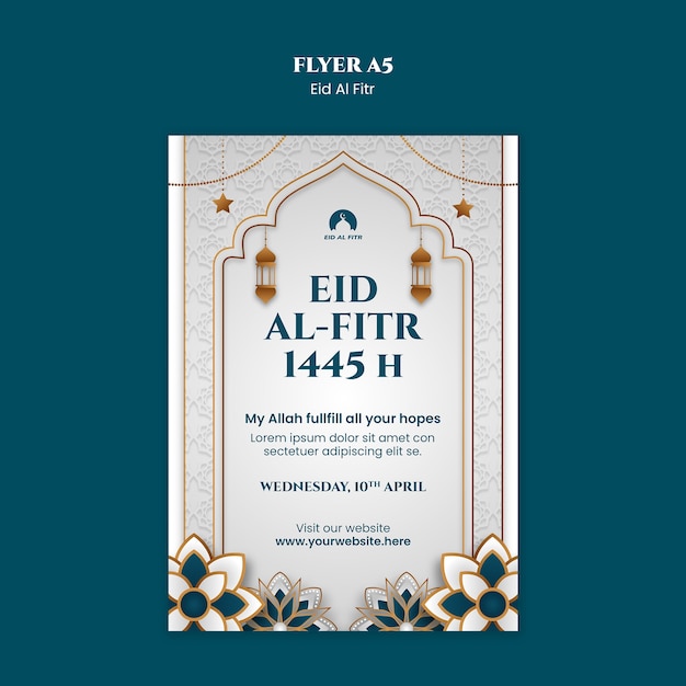 PSD plantilla de póster para la celebración del eid al fitr