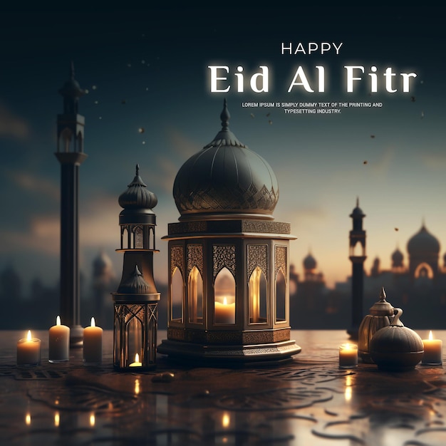 PSD plantilla de póster de la celebración del feliz eid del psd