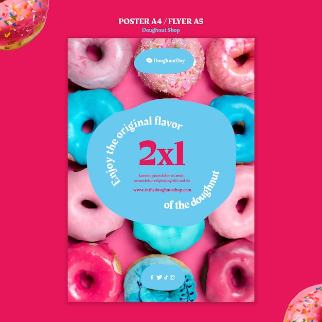 PSD plantilla de póster comercial de tienda de donas