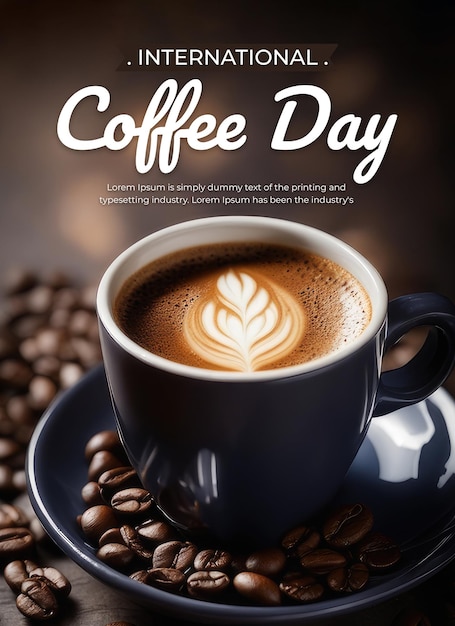 PSD plantilla de póster del concepto del día internacional del café psd