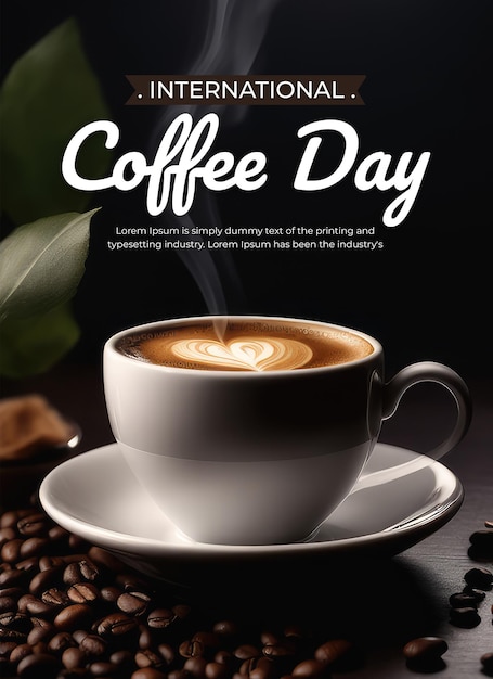 PSD plantilla de póster del concepto del día internacional del café psd