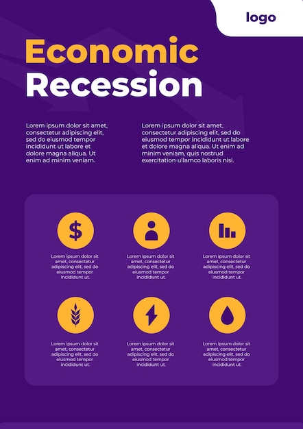 PSD plantilla de póster de datos de infografía de crisis económica mundial de recesión global
