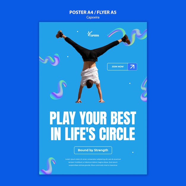 Plantilla de póster deportivo de capoeira