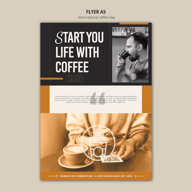 Plantilla de póster del día internacional del café