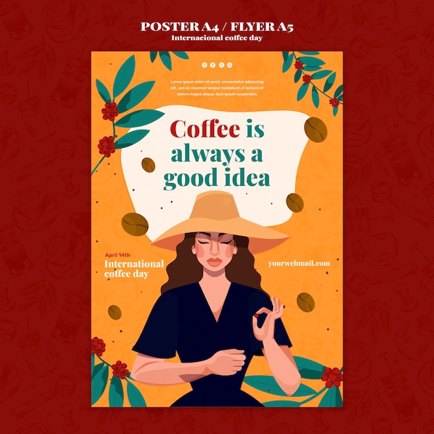 Plantilla de póster del día internacional del café