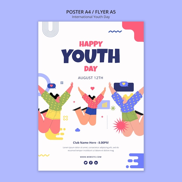 PSD plantilla de póster del día internacional de la juventud