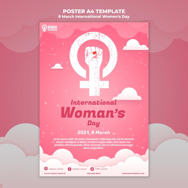 PSD plantilla de póster del día internacional de la mujer