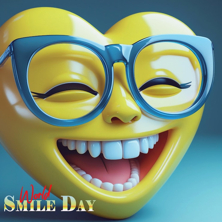 PSD plantilla de póster del día mundial de la sonrisa con un emoji amarillo sonriente