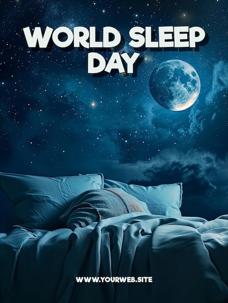 Plantilla de póster del día mundial del sueño y post social de los medios.