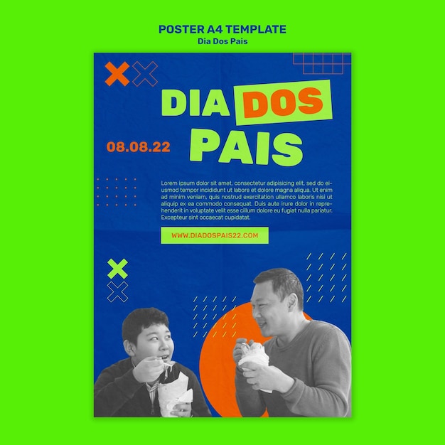 PSD plantilla de póster del día del padre de diseño plano