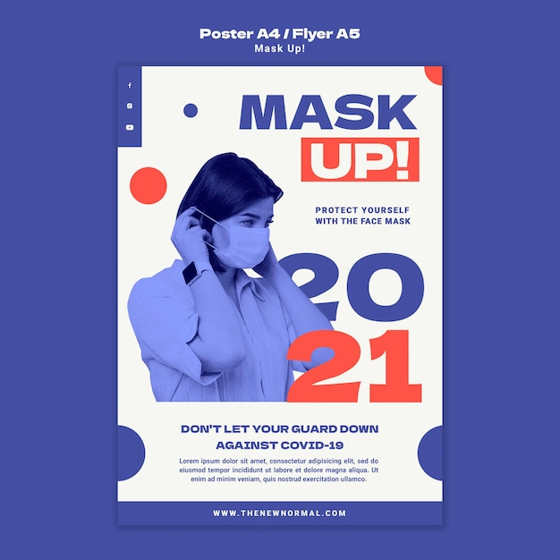 PSD plantilla de póster enmascarar 2021