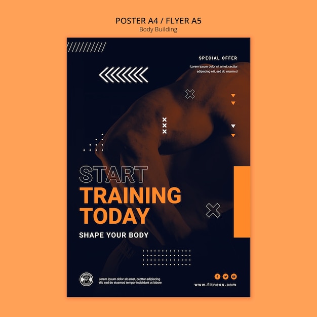 Plantilla de póster de entrenamiento de culturismo