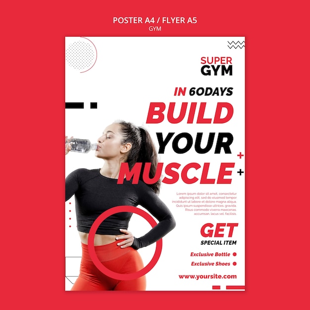 PSD plantilla de póster de entrenamiento de gimnasio de diseño plano