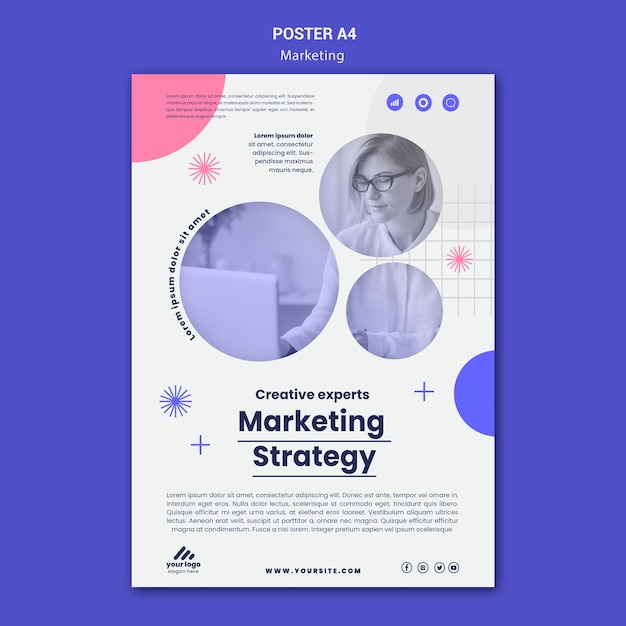 PSD plantilla de póster de estrategia de marketing