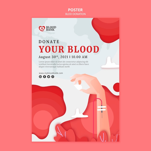 PSD plantilla de póster de evento de donación de sangre