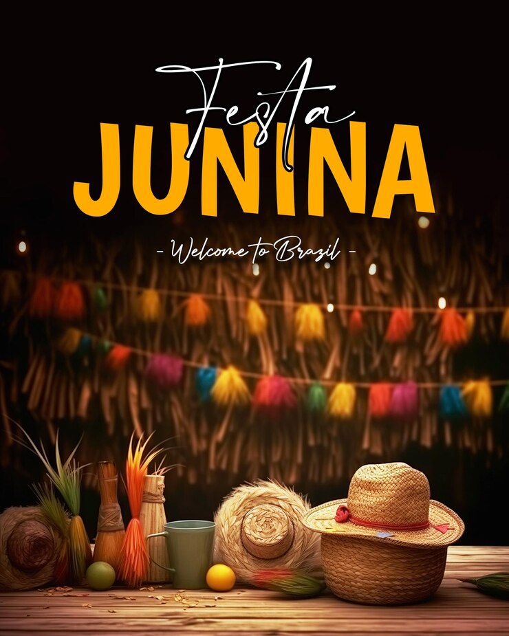 PSD plantilla de póster de felicitación de festa junina