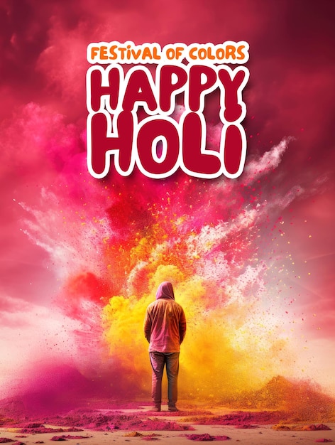 Plantilla de póster de feliz festival de holi con fondo de holi