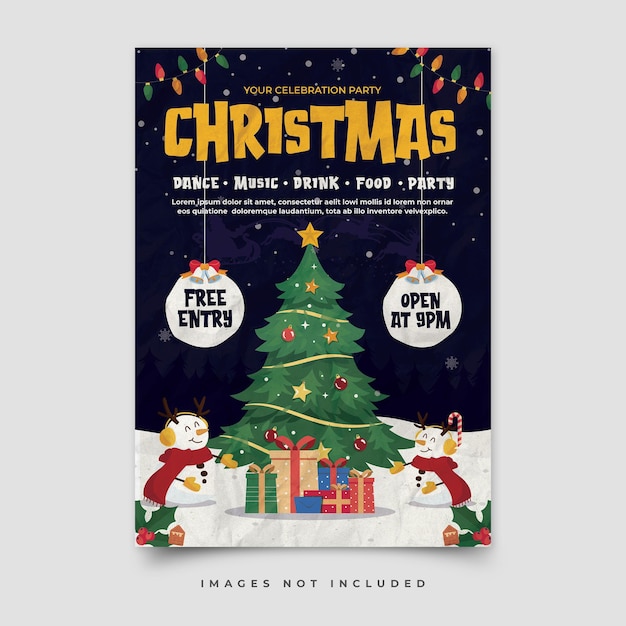 plantilla de póster de Feliz Navidad