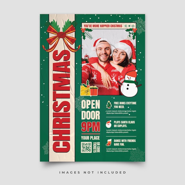 plantilla de póster de Feliz Navidad
