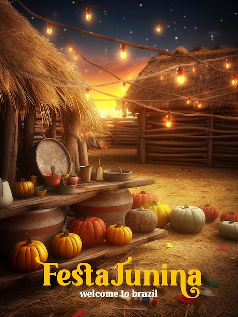 Plantilla de póster para festa junina