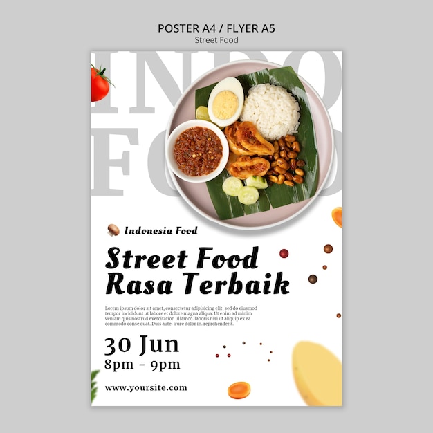 PSD plantilla de póster de festival de comida callejera