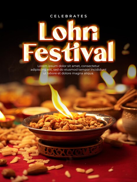 Plantilla de póster del festival de happy lohri y post social de los medios