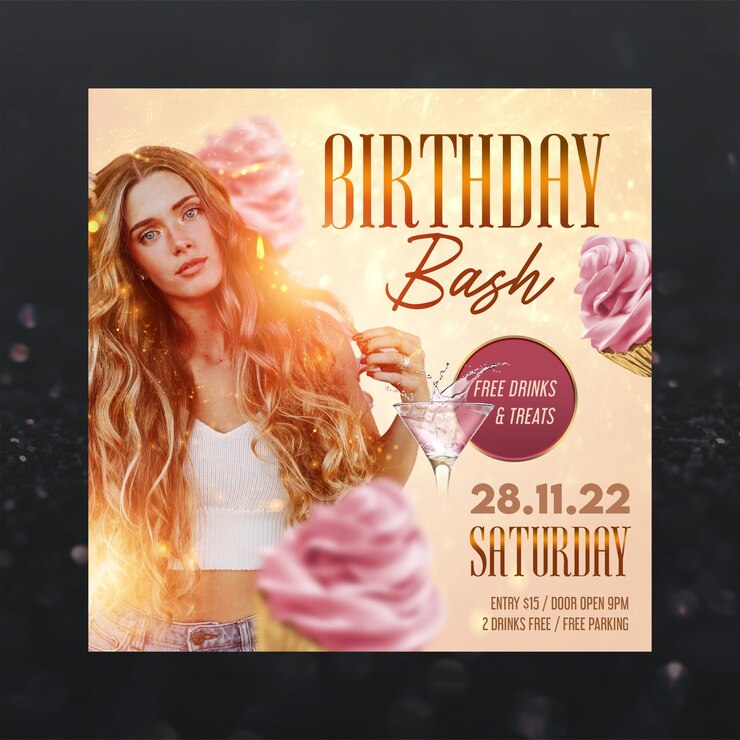 PSD plantilla de póster de fiesta de cumpleaños psd gratuita