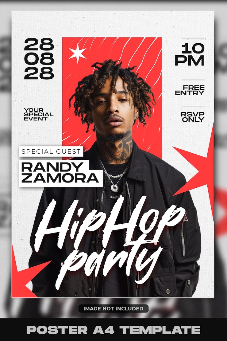 PSD plantilla de póster de fiesta de dj de música hip hop