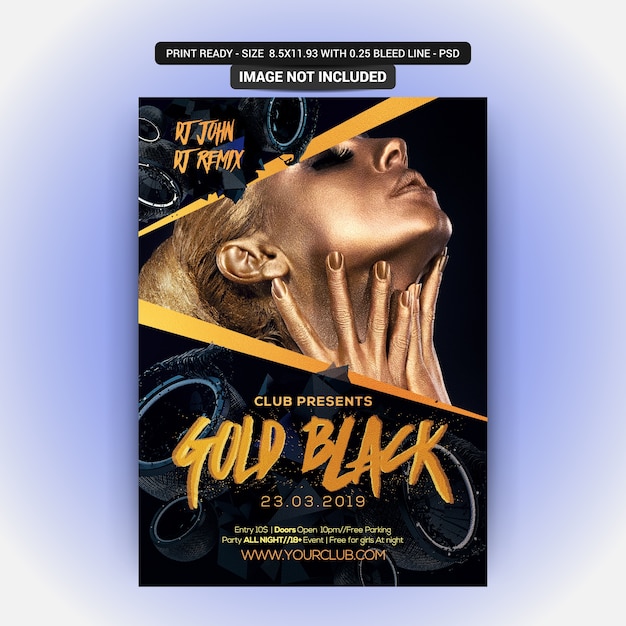 PSD plantilla de póster de fiesta con gold black party