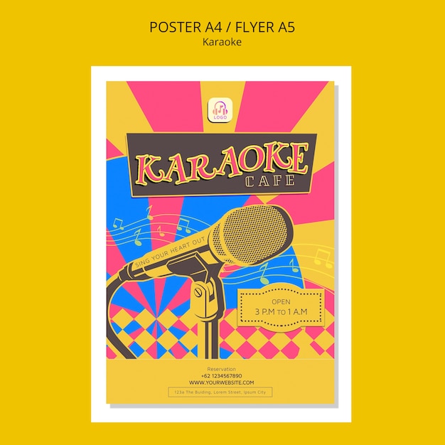 Plantilla de póster de fiesta de karaoke