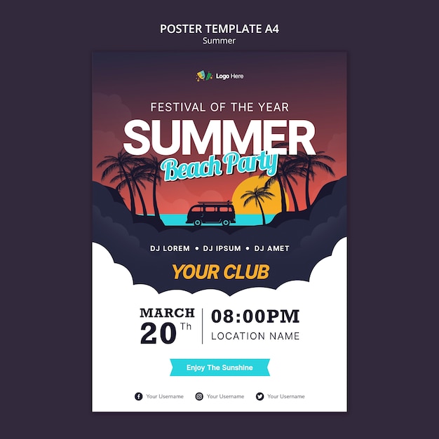 Plantilla de póster de fiesta de verano