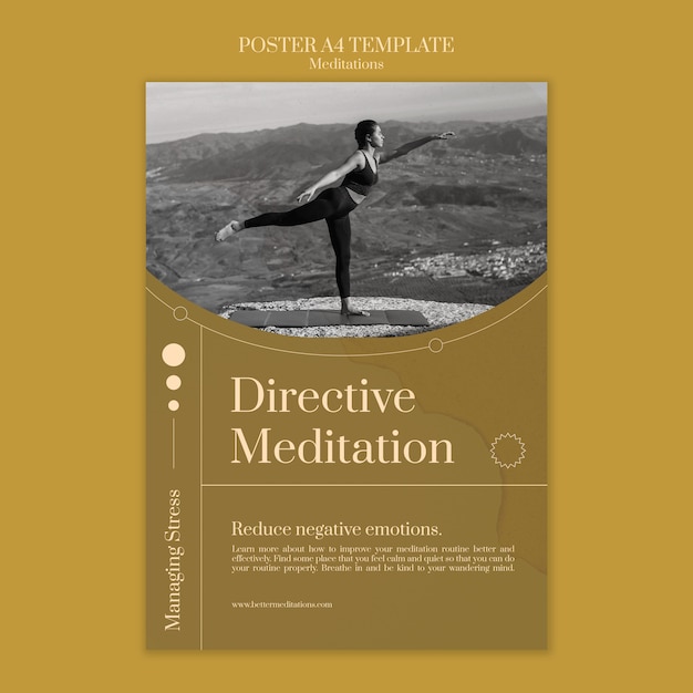 PSD plantilla de póster de meditación directiva