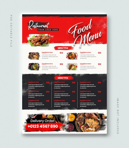 Plantilla de póster de menú de comida de restaurantes